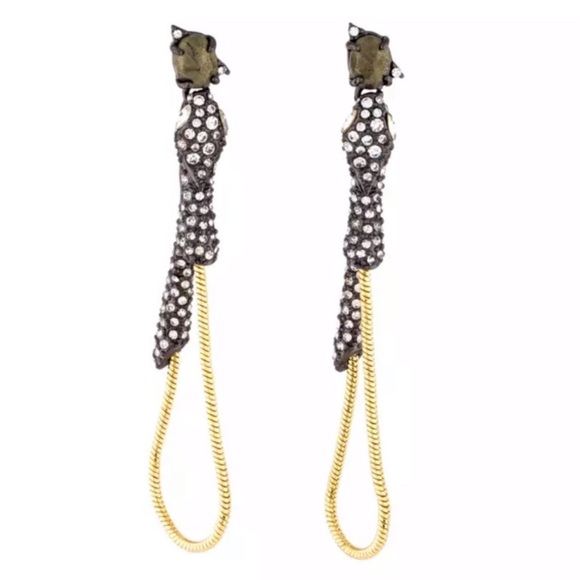 ALEXIS BITTAR • Snake Dangling Chain Hoop Earrings - Picture 1 of 4